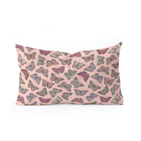Avenie Countryside Butterflies Pink Oblong Throw Pillow