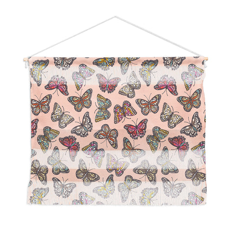 Avenie Countryside Butterflies Pink Wall Hanging Landscape