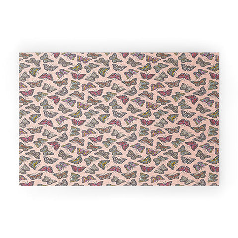 Avenie Countryside Butterflies Pink Welcome Mat