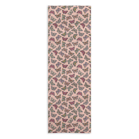 Avenie Countryside Butterflies Pink Yoga Towel