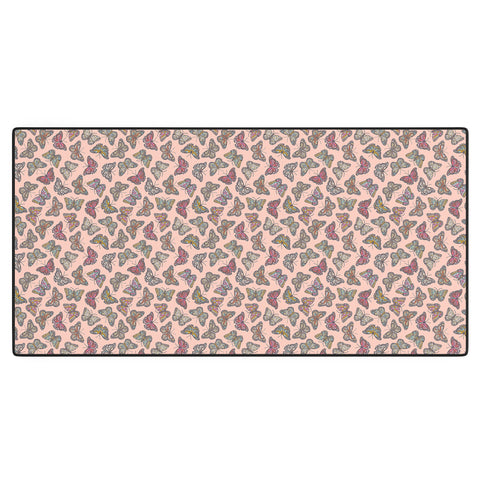 Avenie Countryside Butterflies Pink Desk Mat