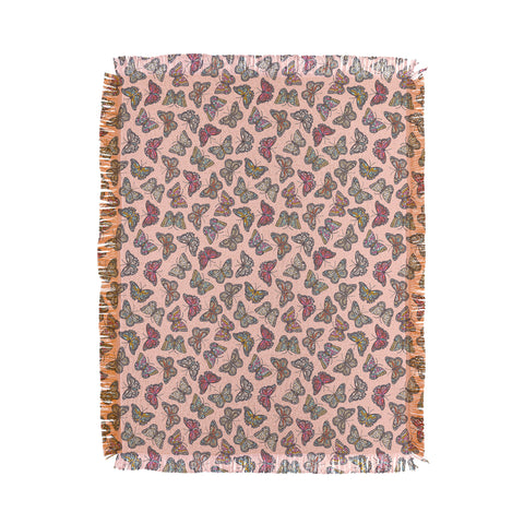 Avenie Countryside Butterflies Pink Throw Blanket