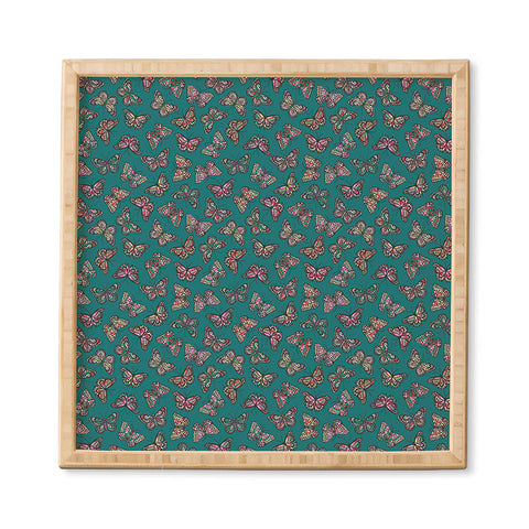 Avenie Countryside Butterflies Teal Framed Wall Art