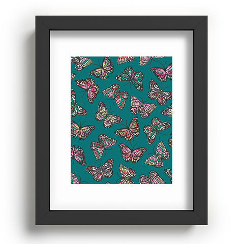 Avenie Countryside Butterflies Teal Recessed Framing Rectangle