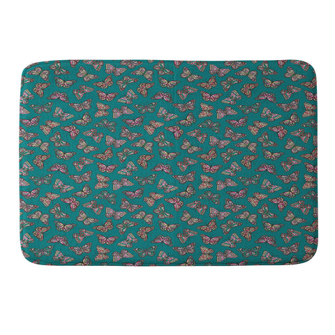 Avenie Countryside Butterflies Teal Memory Foam Bath Mat