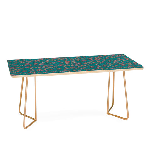 Avenie Countryside Butterflies Teal Coffee Table