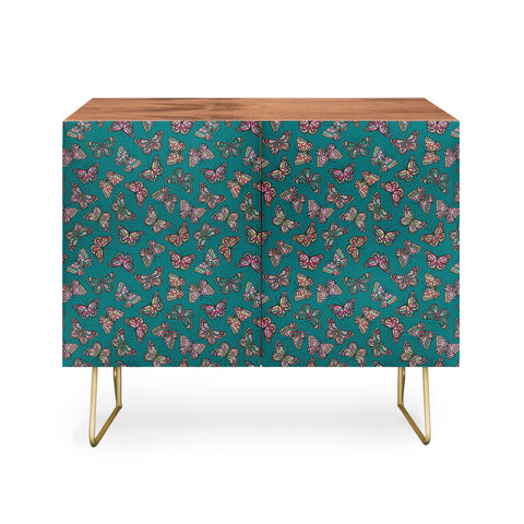 Avenie Countryside Butterflies Teal Credenza