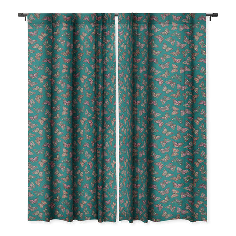 Avenie Countryside Butterflies Teal Blackout Non Repeat