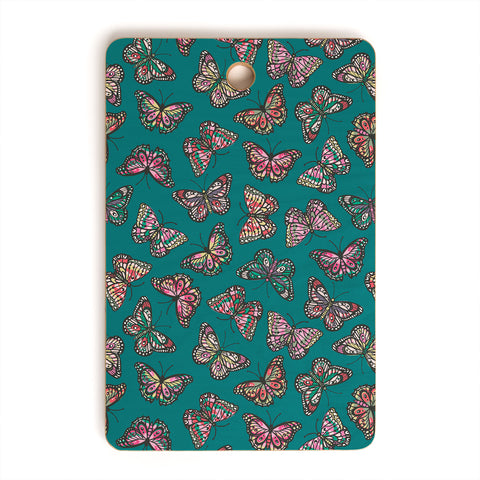 Avenie Countryside Butterflies Teal Cutting Board Rectangle