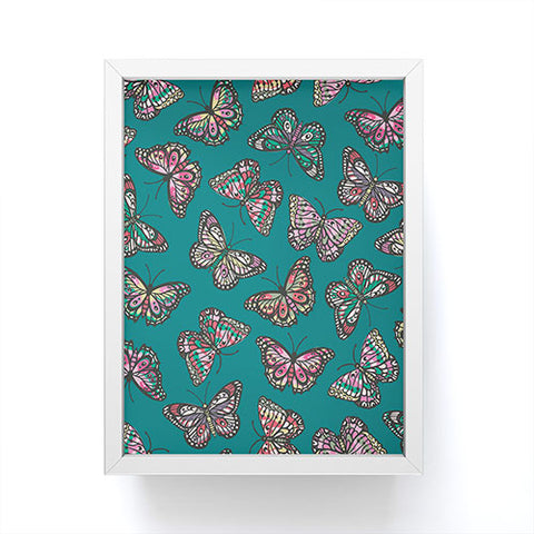 Avenie Countryside Butterflies Teal Framed Mini Art Print