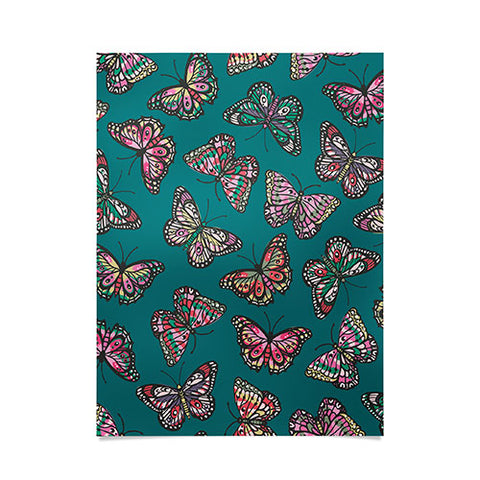 Avenie Countryside Butterflies Teal Poster