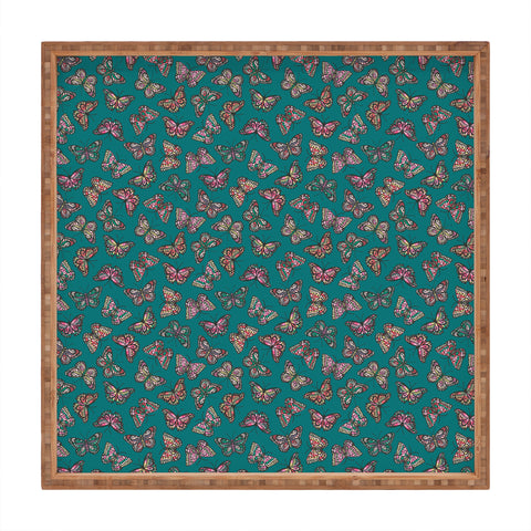 Avenie Countryside Butterflies Teal Square Tray