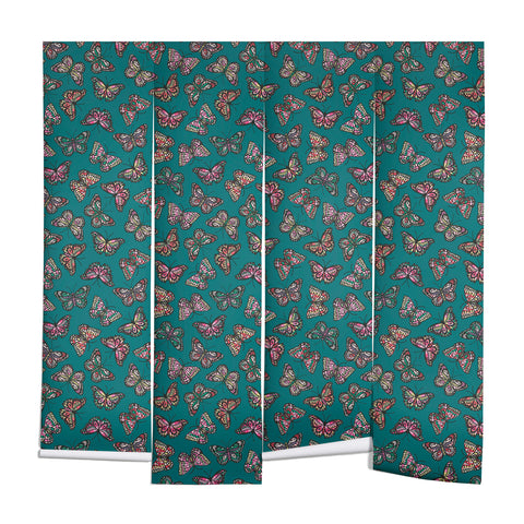 Avenie Countryside Butterflies Teal Wall Mural