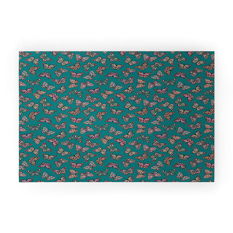 Avenie Countryside Butterflies Teal Welcome Mat