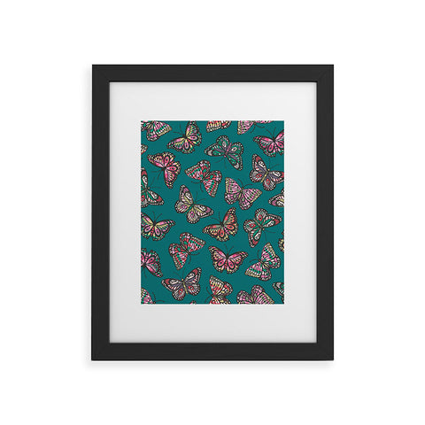 Avenie Countryside Butterflies Teal Framed Art Print