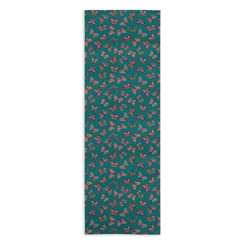 Avenie Countryside Butterflies Teal Yoga Towel