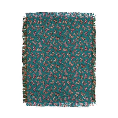 Avenie Countryside Butterflies Teal Throw Blanket