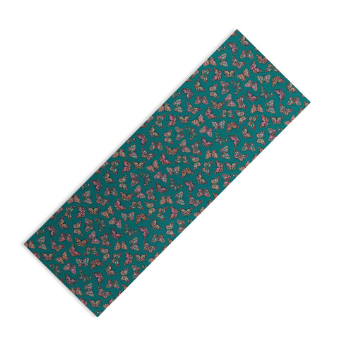 Avenie Countryside Butterflies Teal Yoga Mat