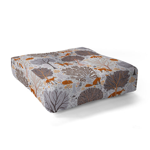 Avenie Countryside Forest Fox Winter Floor Pillow Square
