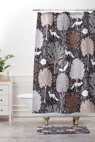 Avenie Countryside Forest Snow Fox Shower Curtain And Mat
