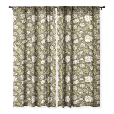 Avenie Countryside Garden Floral Sheer Non Repeat