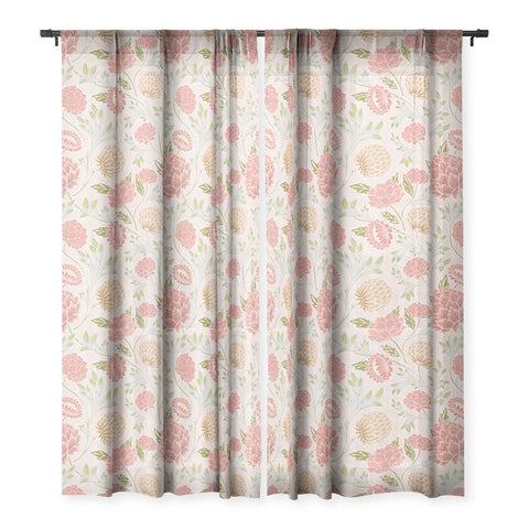Avenie Countryside Garden Floral IV Sheer Window Curtain