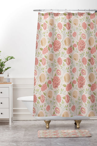 Avenie Countryside Garden Floral IV Shower Curtain And Mat