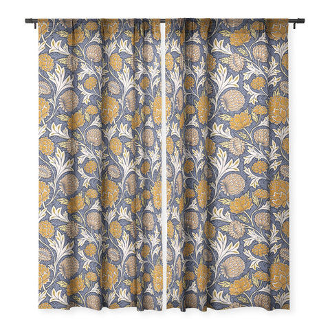 Avenie Countryside Garden Floral V Sheer Window Curtain