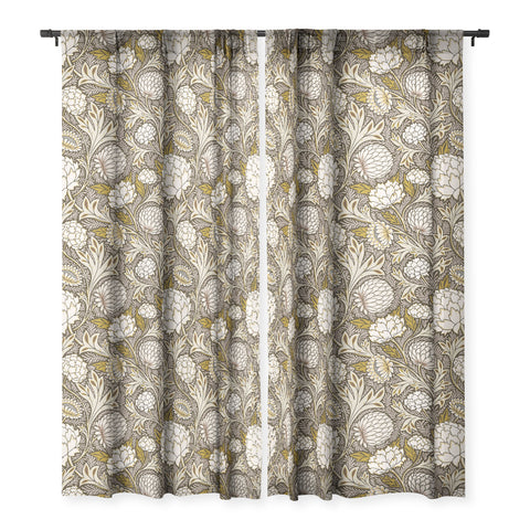 Avenie Countryside Garden Floral VI Sheer Window Curtain