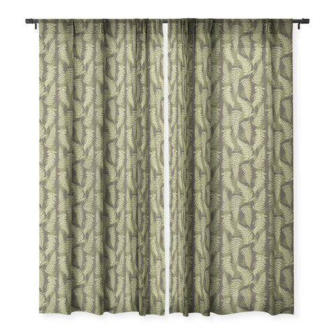Avenie Countryside Garden Green Ferns Sheer Window Curtain