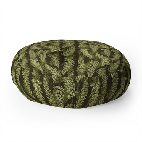 Avenie Countryside Garden Green Ferns Floor Pillow Round