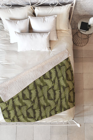 Avenie Countryside Garden Green Ferns Fleece Throw Blanket