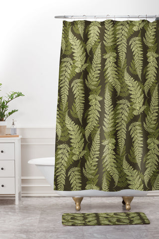 Avenie Countryside Garden Green Ferns Shower Curtain And Mat