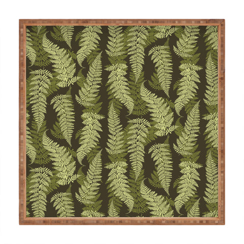 Avenie Countryside Garden Green Ferns Square Tray