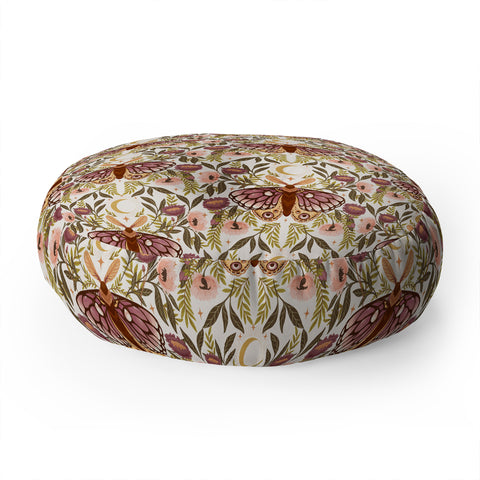 Avenie Countryside Garden Moth Floor Pillow Round