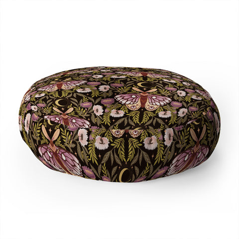 Avenie Countryside Garden Moth II Floor Pillow Round