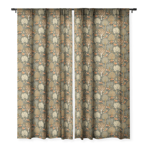 Avenie Countryside Woodland Fox Sheer Window Curtain