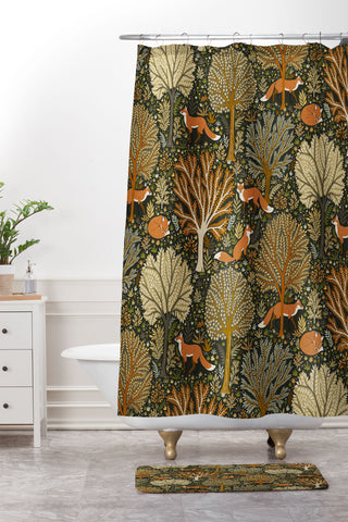 Avenie Countryside Woodland Fox Shower Curtain And Mat