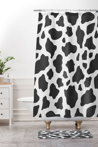 Avenie Cow Print Shower Curtain And Mat