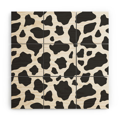Avenie Cow Print Wood Wall Mural