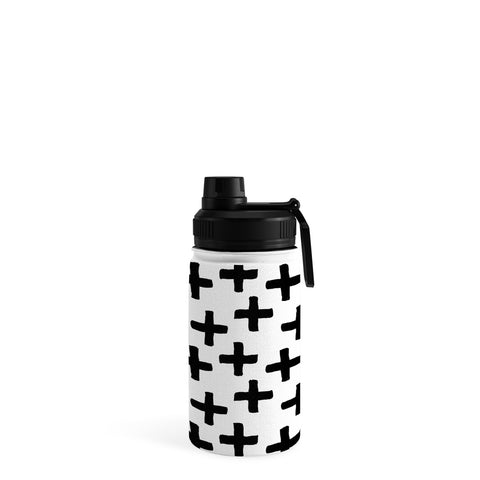 Avenie Cross Pattern Black and White Water Bottle