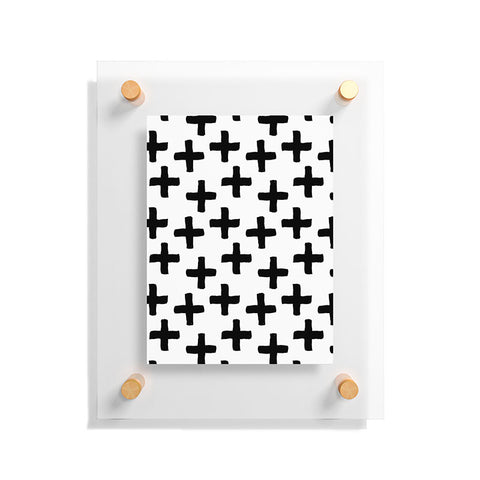 Avenie Cross Pattern Black and White Floating Acrylic Print