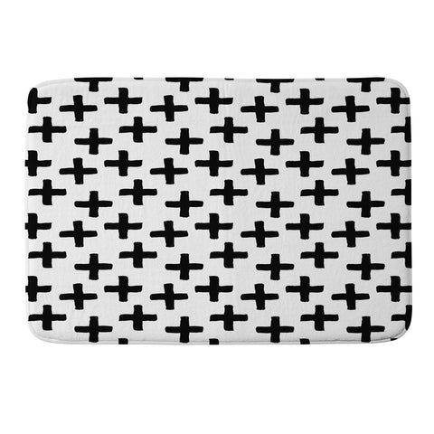 Avenie Cross Pattern Black and White Memory Foam Bath Mat