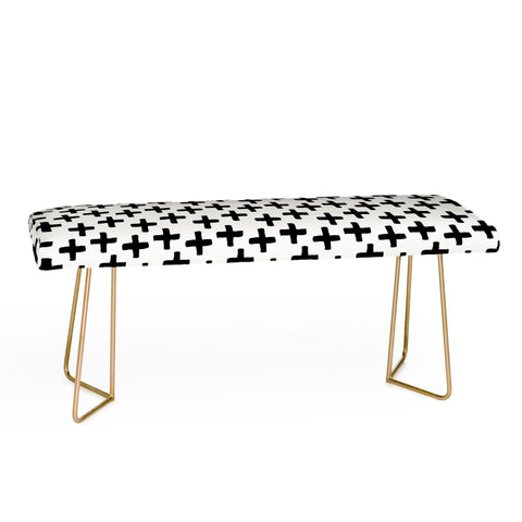 Avenie Cross Pattern Black and White Bench