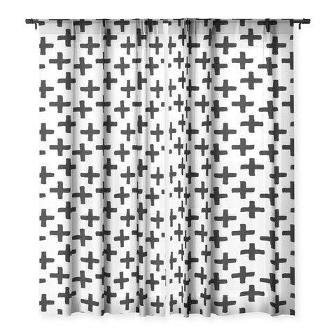 Avenie Cross Pattern Black and White Sheer Non Repeat
