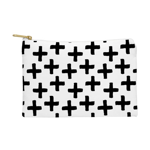 Avenie Cross Pattern Black and White Pouch