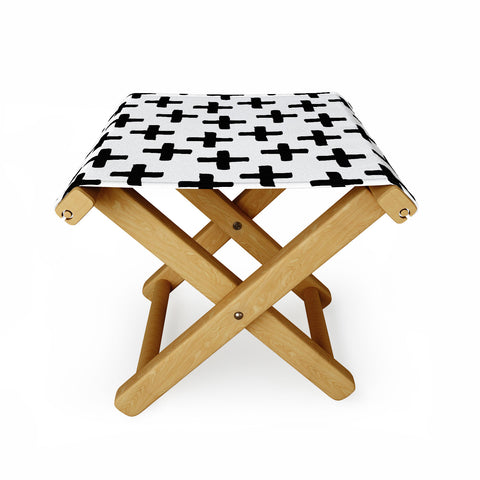 Avenie Cross Pattern Black and White Folding Stool
