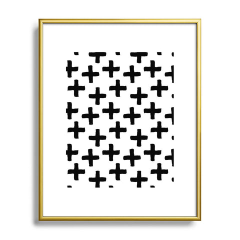 Avenie Cross Pattern Black and White Metal Framed Art Print