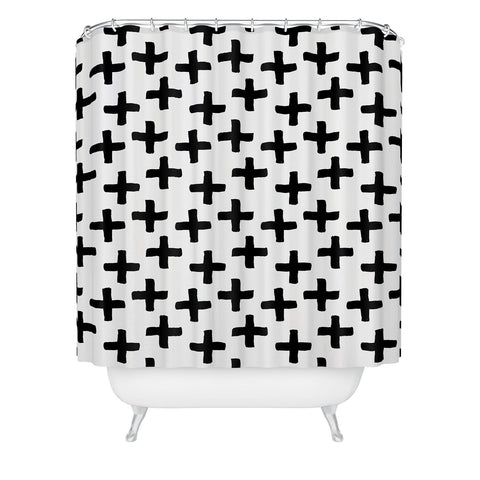 Avenie Cross Pattern Black and White Shower Curtain
