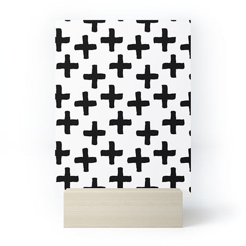 Avenie Cross Pattern Black and White Mini Art Print
